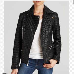 NWT Dawn Levy Marley Quilted 100% Leather Jacket Black Size Small Brand New